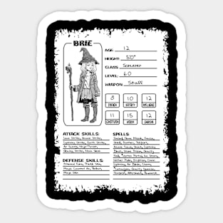 Brie's Character Sheet Sticker